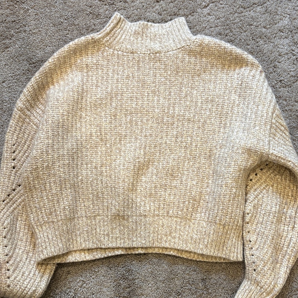 Cozy Cream Ribbed Mock Neck Women's Sweater